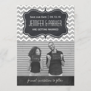 Cartes Photo de Mise en Garde Pailletées Chevron