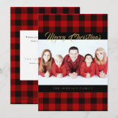 Cartes photo de Noël Russe Red Buffalo Check (Devant / Derrière)