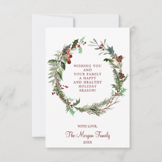 Cartes photo de Noël Rustique Holly (Dos)