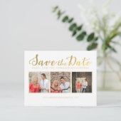 Cartes photo de typographie de script or "Save the (Debout devant)