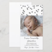 Cartes photos argentés de baby shower de Merci (Devant / Derrière)