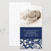 Cartes photos blancs bleus de baby shower de Merci (Devant / Derrière)