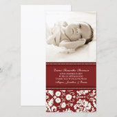 Cartes photos blancs rouges de baby shower de (Devant / Derrière)