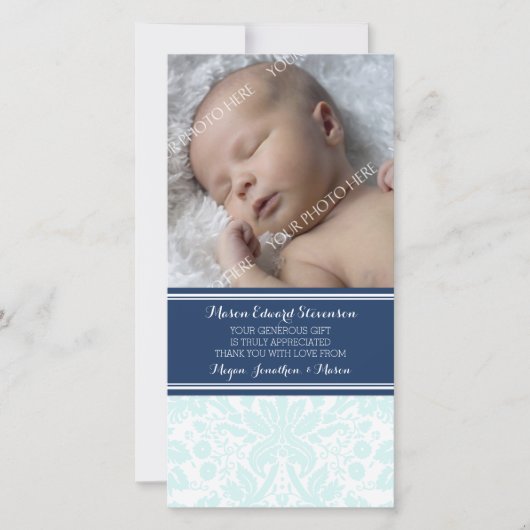 Cartes photos bleus de baby shower de Merci de (Devant)