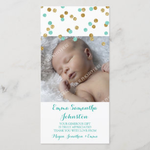 Cartes photos bleus de baby shower de Merci d'or