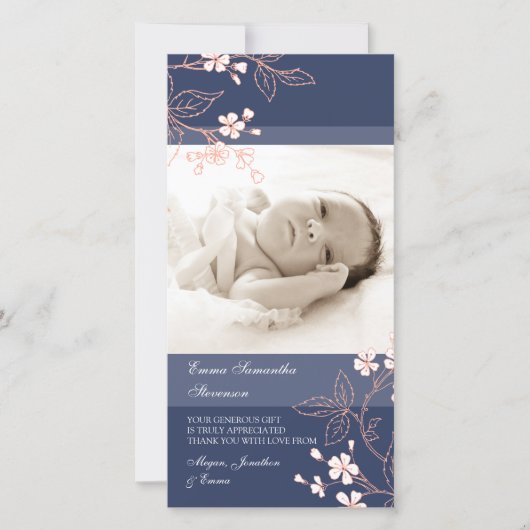 Cartes photos bleus de corail de baby shower de (Devant)