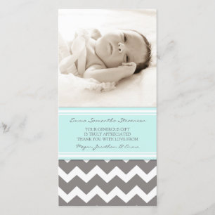 Cartes photos de baby shower de Merci de gris bleu