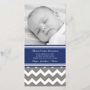 Cartes photos de baby shower de Merci de gris bleu