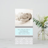 Cartes photos de baby shower de Merci de gris bleu (Debout devant)