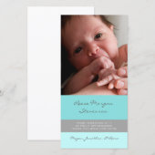 Cartes photos de baby shower de Merci de gris bleu (Devant / Derrière)