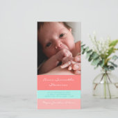 Cartes photos de corail de baby shower de Merci (Debout devant)