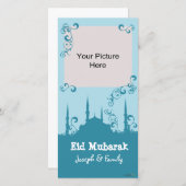 Cartes photos de l'Eid Blue Swirl (Devant / Derrière)