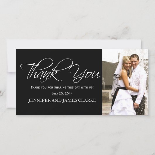 Cartes photos de Merci de Mariage noir blanc (Devant)
