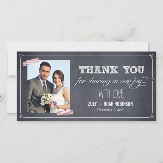 Cartes photos de Merci Mariage élégamment marqués (Devant)