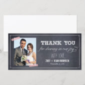 Cartes photos de Merci Mariage élégamment marqués (Devant / Derrière)