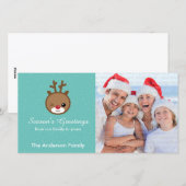 Cartes photos de Noël de Kawaii Reindeer (Devant / Derrière)