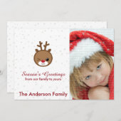 Cartes photos de Noël de Kawaii Reindeer (Devant / Derrière)