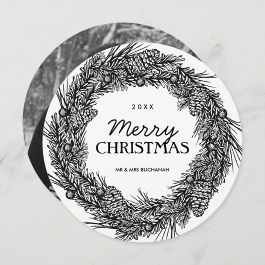 Cartes photos de Noël en noir et blanc (Devant / Derrière)