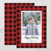 Cartes photos de Noël en rouge noir (Devant / Derrière)