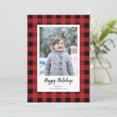 Cartes photos de Noël en rouge noir (Debout devant)