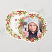 Cartes photos de Noël | Festive Wreath (Devant / Derrière)