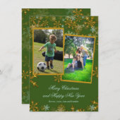 Cartes photos de Noël Flat Green et Gold (Devant / Derrière)