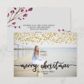 Cartes photos de Noël Gold Confetti (Devant / Derrière)