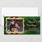 Cartes photos de Noël horizontales Gold Frame (Devant / Derrière)