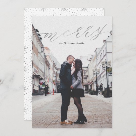 Cartes photos de Noël Joyeux en argent simple (Devant / Derrière)