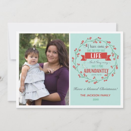 Cartes photos de Noël religieuses (John 10:10) (Devant)