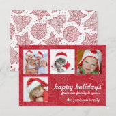 Cartes photos de Noël rouge et blanc (Devant / Derrière)