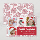 Cartes photos de Noël rouge et blanc (Devant / Derrière)