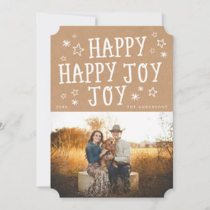 Cartes photos de Noël Rustic Happy Joy