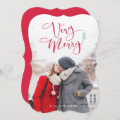 Cartes photos de Noël très jolies en rouge Script (Devant / Derrière)