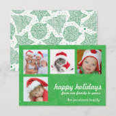 Cartes photos de Noël vert et blanc (Devant / Derrière)