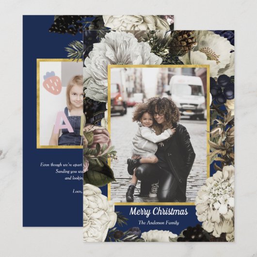 Cartes photos de Noël vintage Botanique (Devant / Derrière)