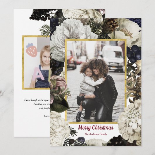 cartes photos de Noël vintage Botanique (Devant / Derrière)