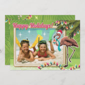 Cartes photos Festive Flamant rose Noël (Devant / Derrière)