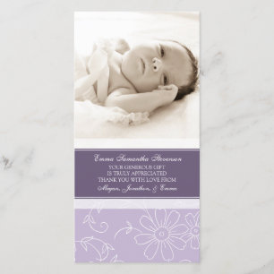 Cartes photos floraux pourpres de baby shower de