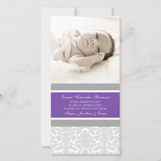 Cartes photos gris de baby shower de Merci de (Devant)