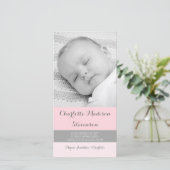 Cartes photos gris roses de baby shower de Merci (Debout devant)
