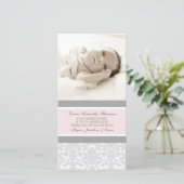Cartes photos gris roses de baby shower de Merci (Debout devant)