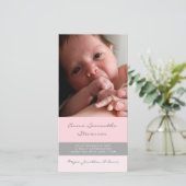 Cartes photos gris roses de baby shower de Merci (Debout devant)