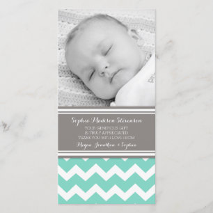 Cartes photos gris turquoises de baby shower de