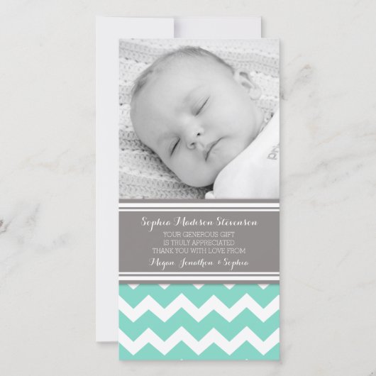 Cartes photos gris turquoises de baby shower de (Devant)