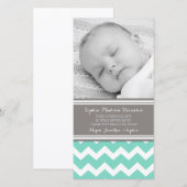 Cartes photos gris turquoises de baby shower de (Devant / Derrière)