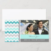 Cartes photos Mariages du Merci gris turquoise (Devant / Derrière)