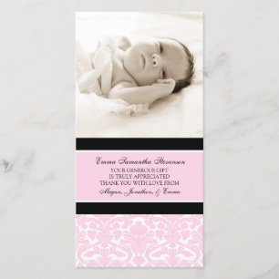 Cartes photos noirs roses de baby shower de Merci