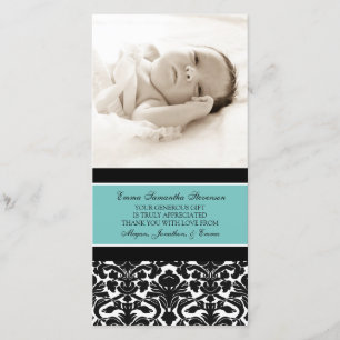 Cartes photos noirs turquoises de baby shower de