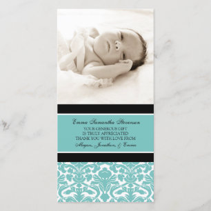 Cartes photos noirs turquoises de baby shower de